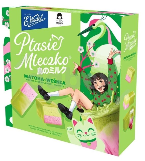 Wedel Ptasie Mleczko Matcha Wiśnia 340g/18